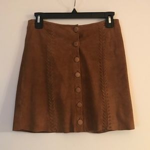 PAIGE Faux Suede Button Down Mini Skirt